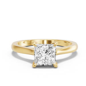Image for Princess Four Prong Ring with Knife Edge Cathedral band