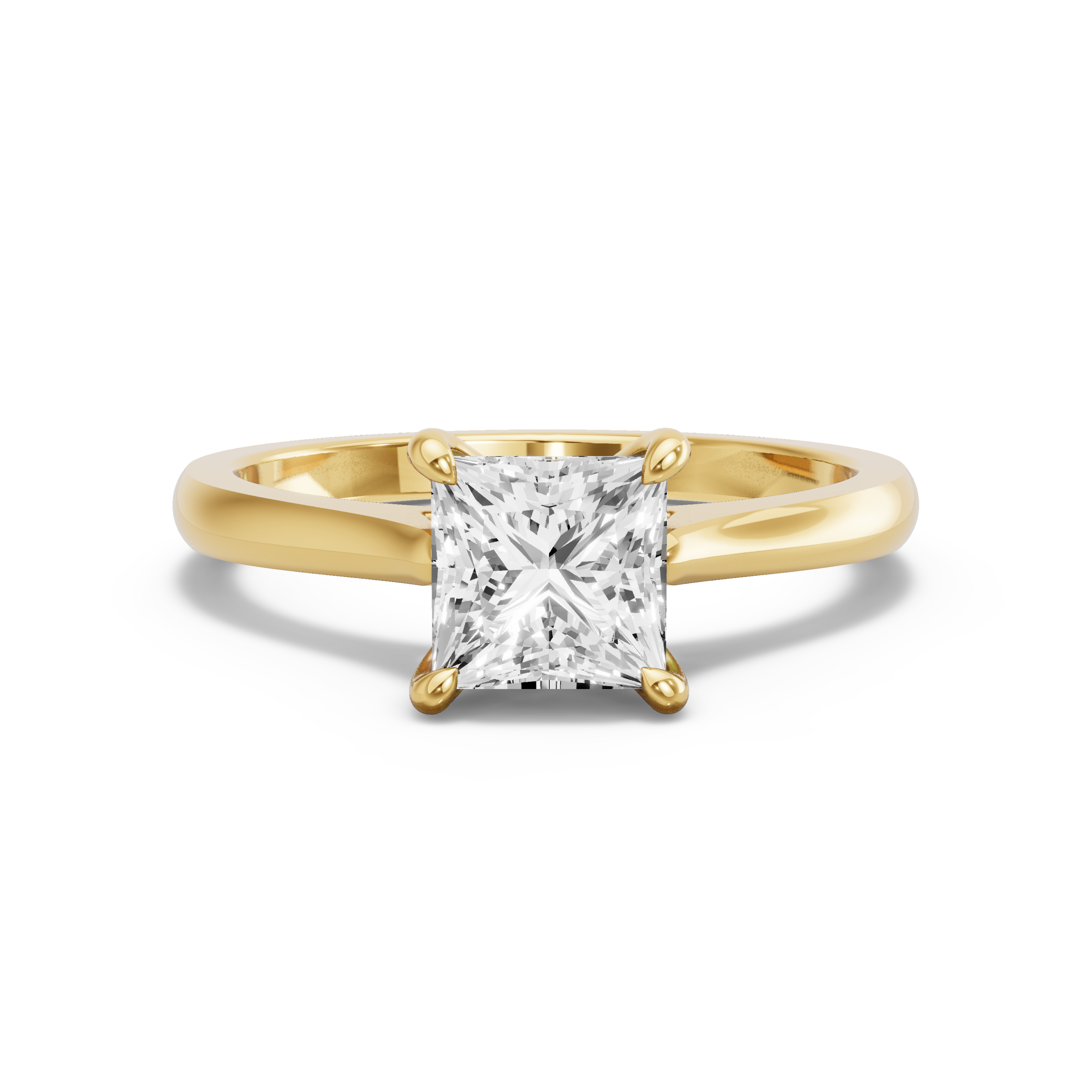 Image for Princess Four Prong Ring with Knife Edge Cathedral band in 14K White Gold