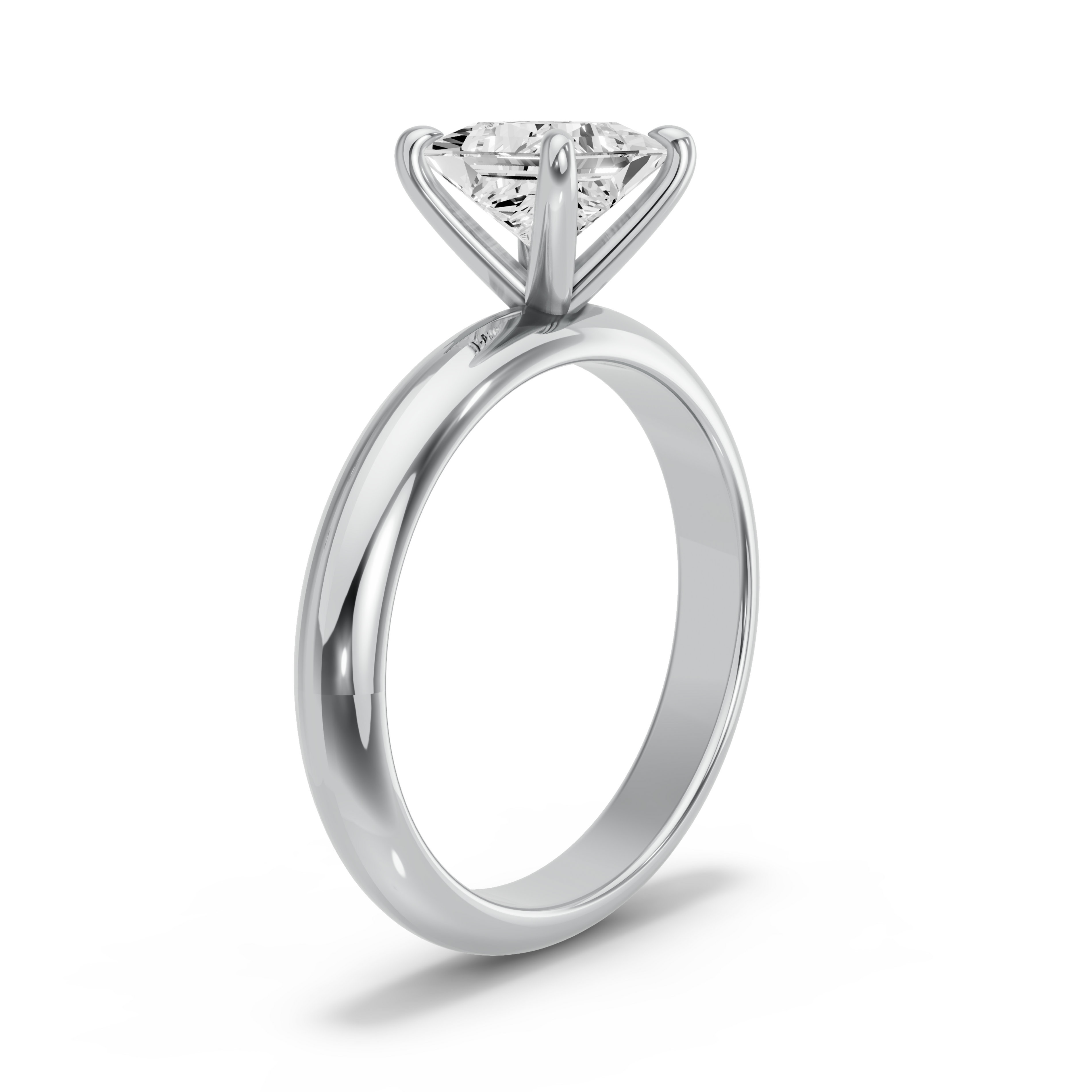Image for Princess Four Prong Ring with Knife Edge Solitaire band in 14K Two Tone Rose Gold