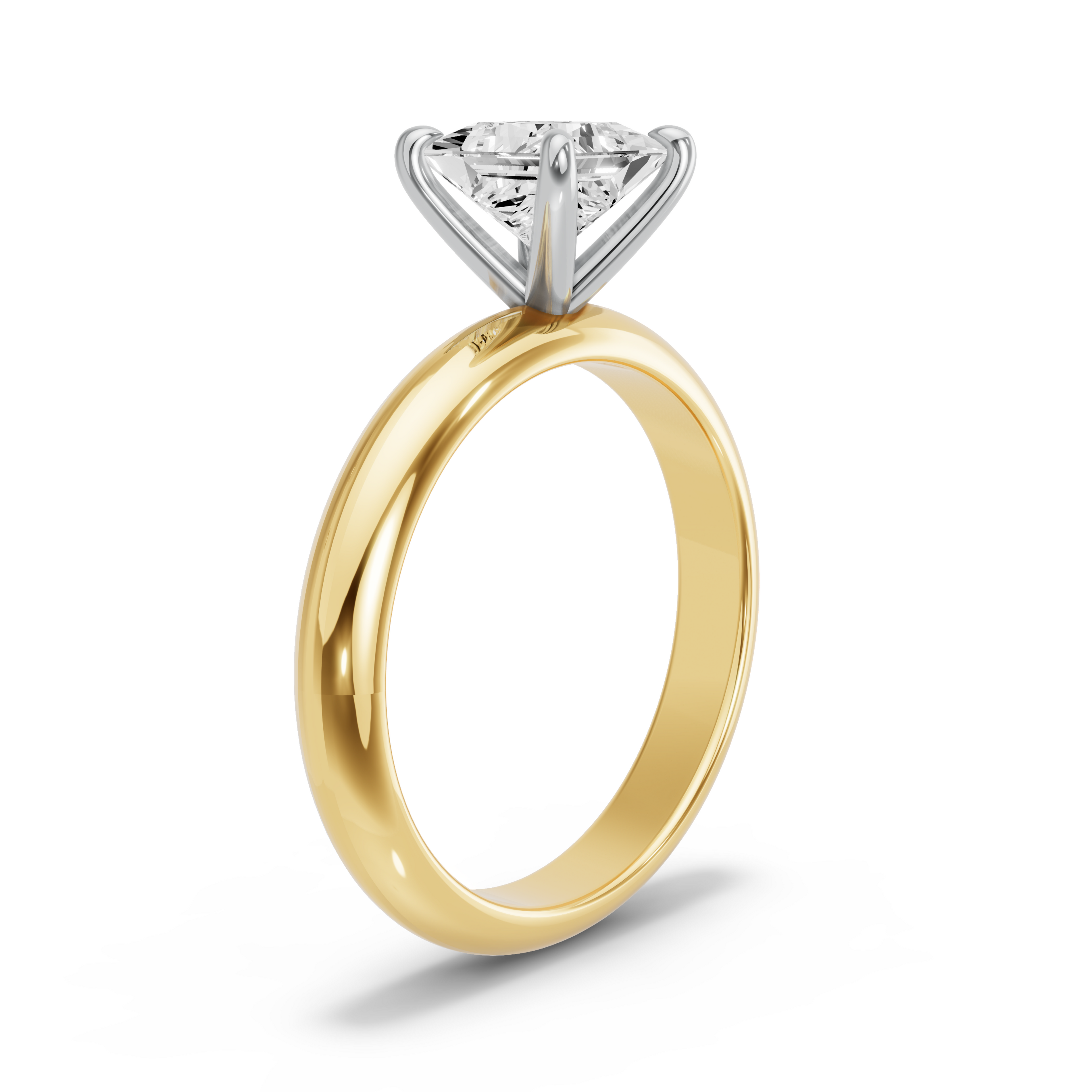 Image for Princess Four Prong Ring with Knife Edge Solitaire band in 18K Rose Gold