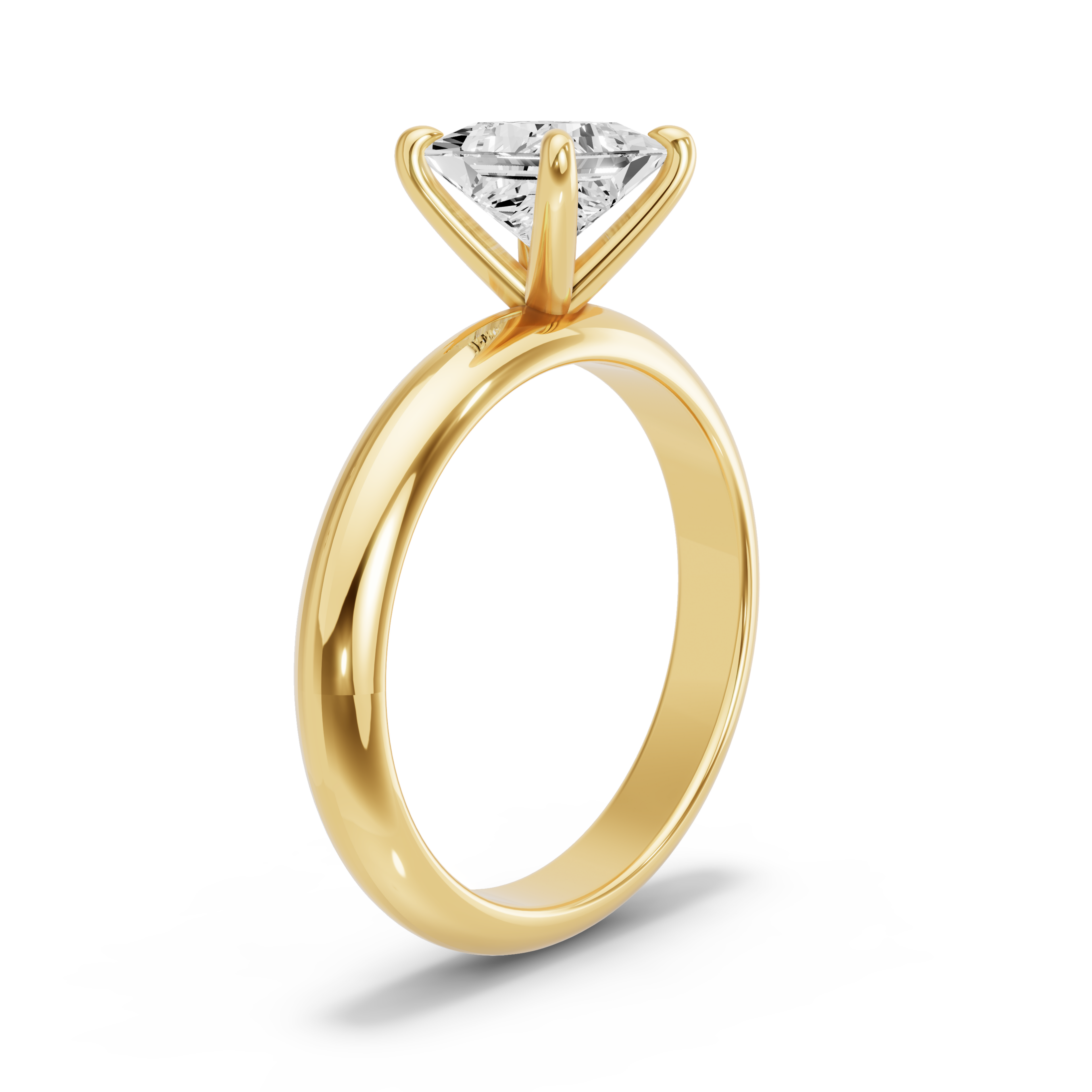 Image for Princess Four Prong Ring with Knife Edge Solitaire band in 10K White Gold