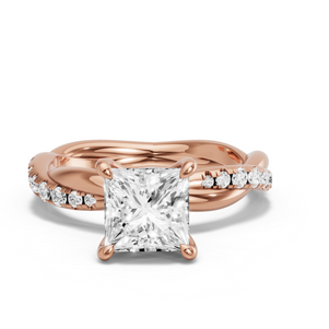 Image for Princess Four Prong Ring with Rope Pave band