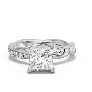 Image for Princess Four Prong Ring with Rope Pave band