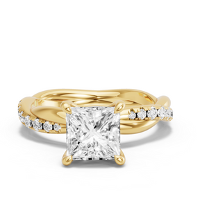 Image for Princess Four Prong Ring with Rope Pave band
