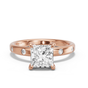 Image for Princess Four Prong Ring with Sleek Accent band