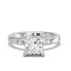 Image for Princess Four Prong Ring with Sleek Accent band