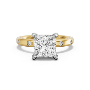 Image for Princess Four Prong Ring with Sleek Accent band