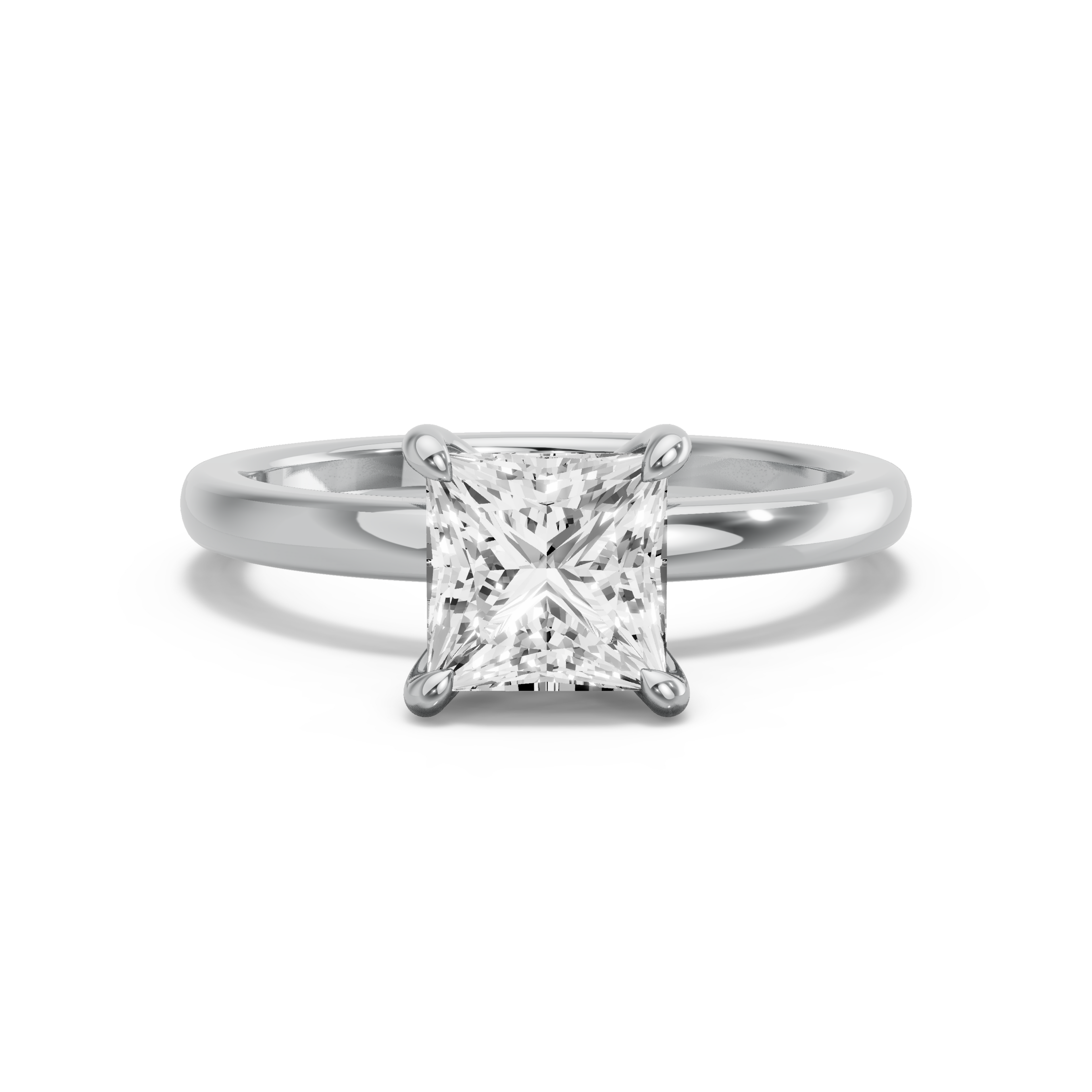 Image for Princess Four Prong Ring with Solitaire band in 14K Two Tone Rose Gold