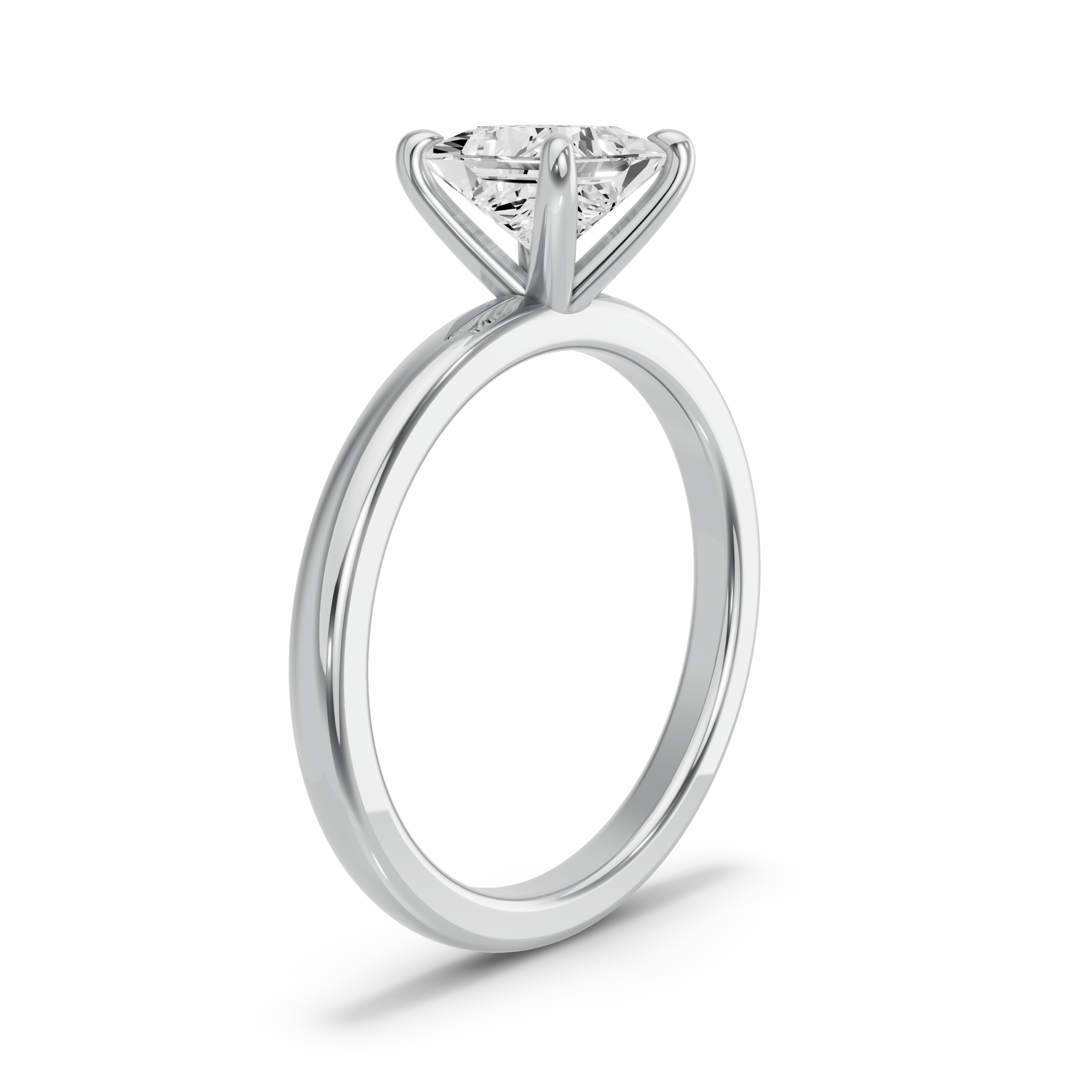 Image for Princess Four Prong Ring with Solitaire band in 18K Two Tone Rose Gold
