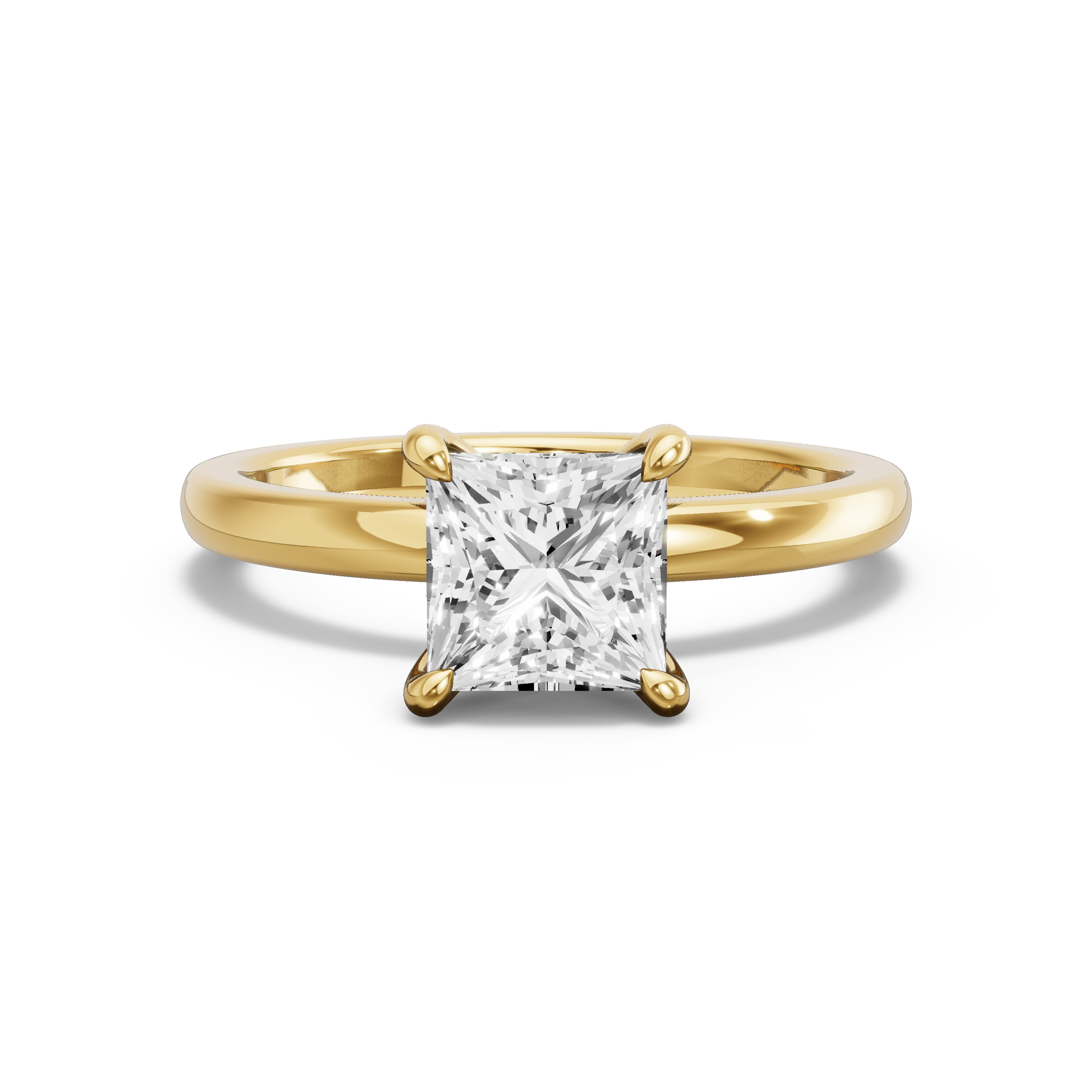 Image for Princess Four Prong Ring with Solitaire band in 14K White Gold