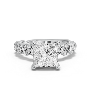 Image for Princess Four Prong Ring with Twist Pave band