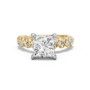 Image for Princess Four Prong Ring with Twist Pave band