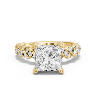 Image for Princess Four Prong Ring with Twist Pave band