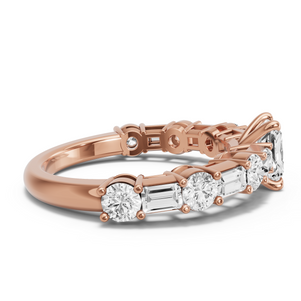 Image for Radiant Four Prong Ring with Alternating Baguette band