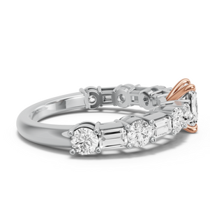 Image for Radiant Four Prong Ring with Alternating Baguette band