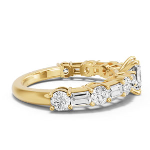 Image for Radiant Four Prong Ring with Alternating Baguette band