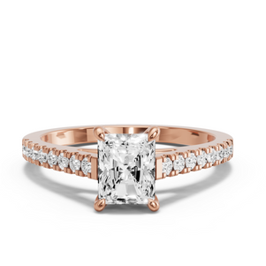 Image for Radiant Four Prong Ring with Cathedral Pave band