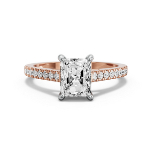 Image for Radiant Four Prong Ring with Cathedral Pave band