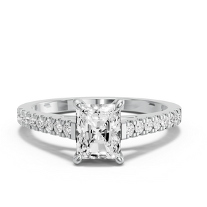 Image for Radiant Four Prong Ring with Cathedral Pave band