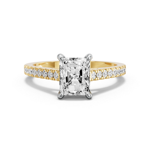 Image for Radiant Four Prong Ring with Cathedral Pave band