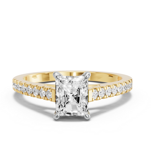 Image for Radiant Four Prong Ring with Cathedral Pave band