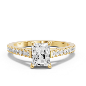 Image for Radiant Four Prong Ring with Cathedral Pave band