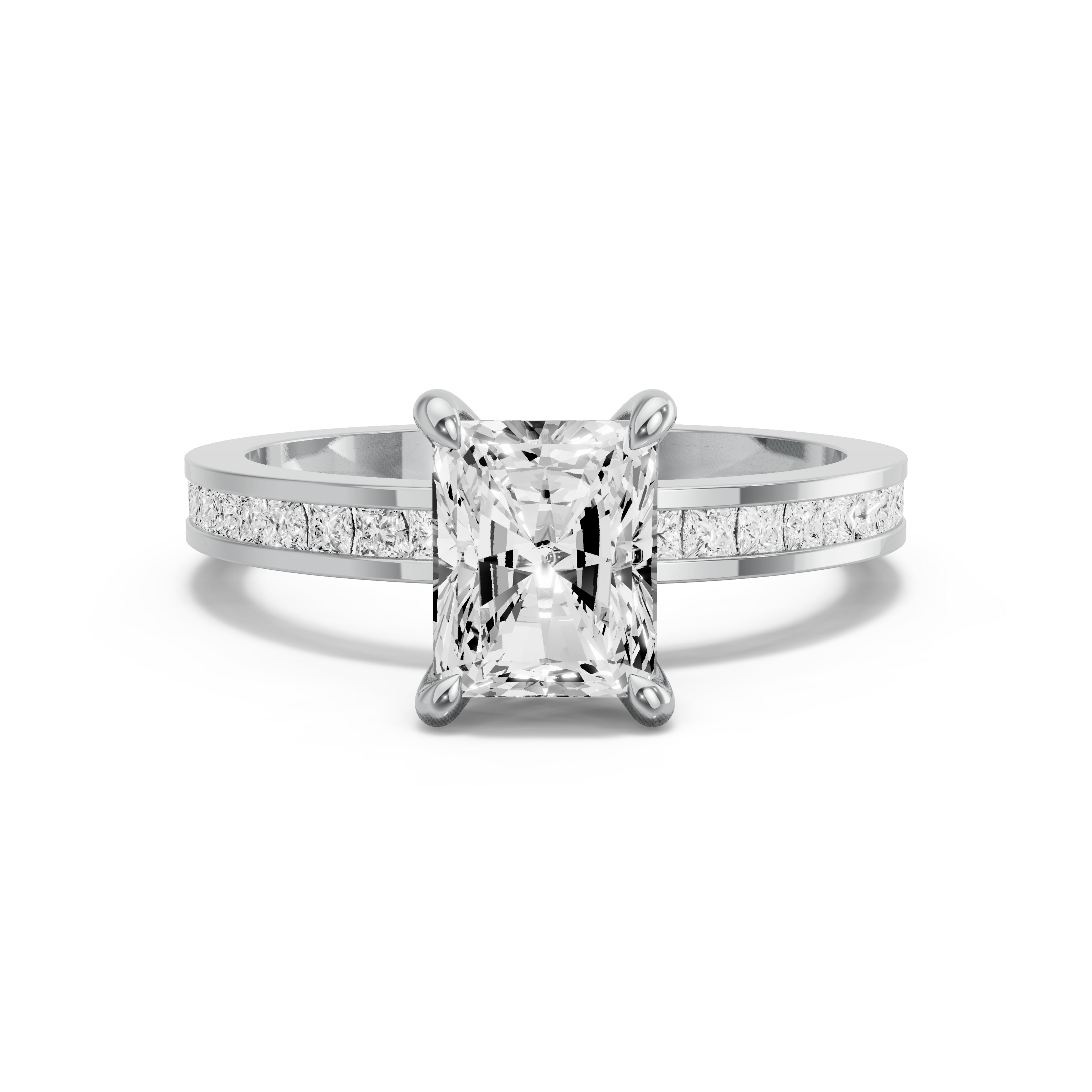 Image for Radiant Four Prong Ring with Channel band in 950 Platinum