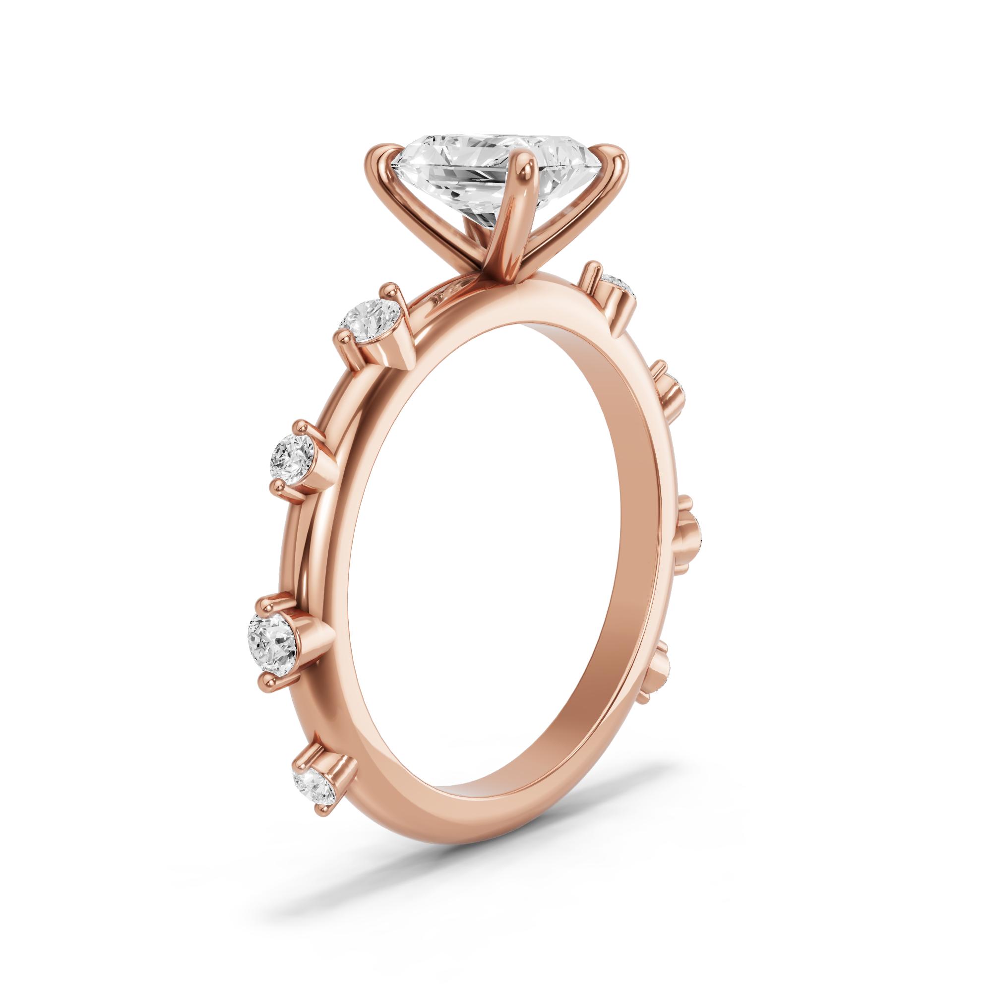 Image for Radiant Four Prong Ring with Floating Station band