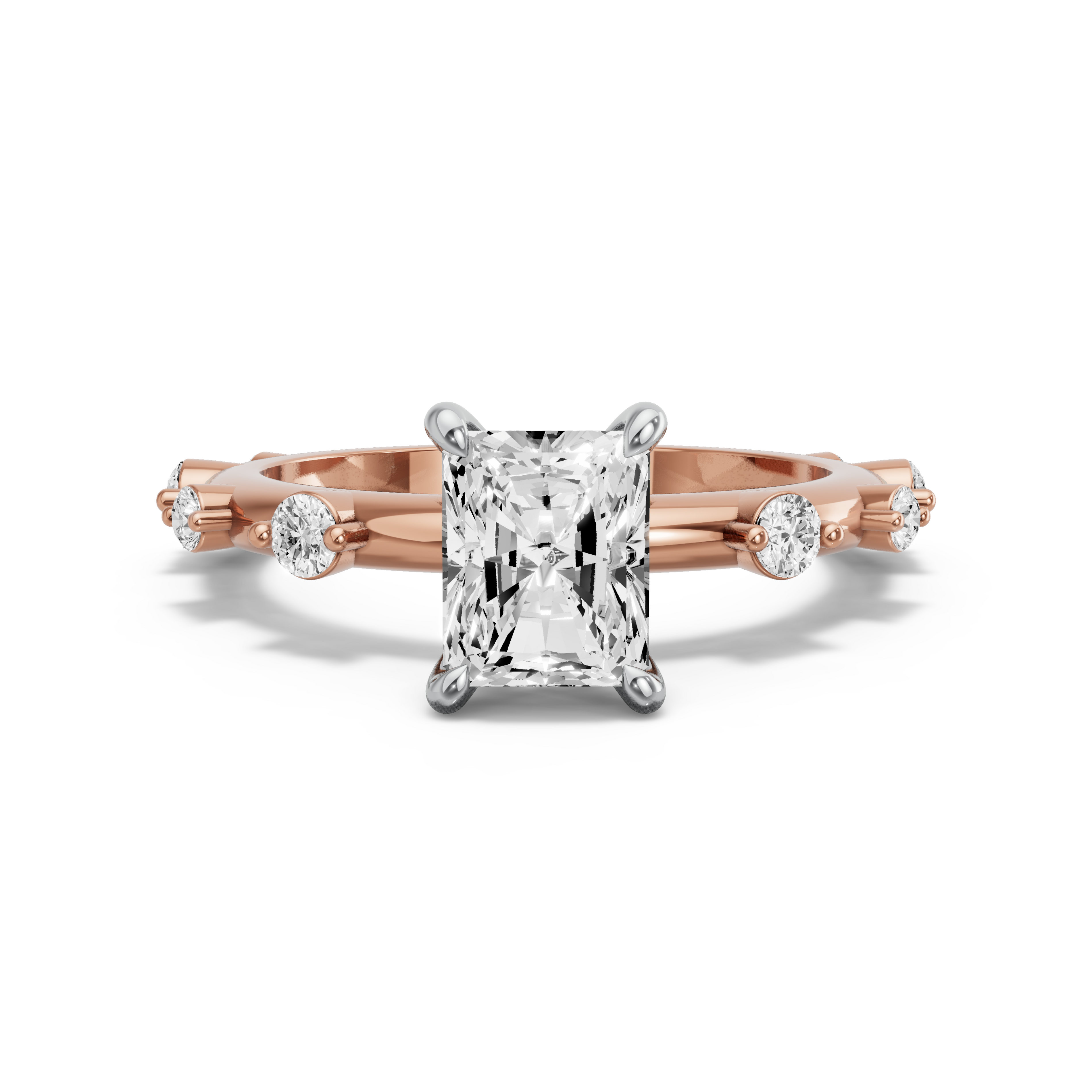 Image for Radiant Four Prong Ring with Floating Station band