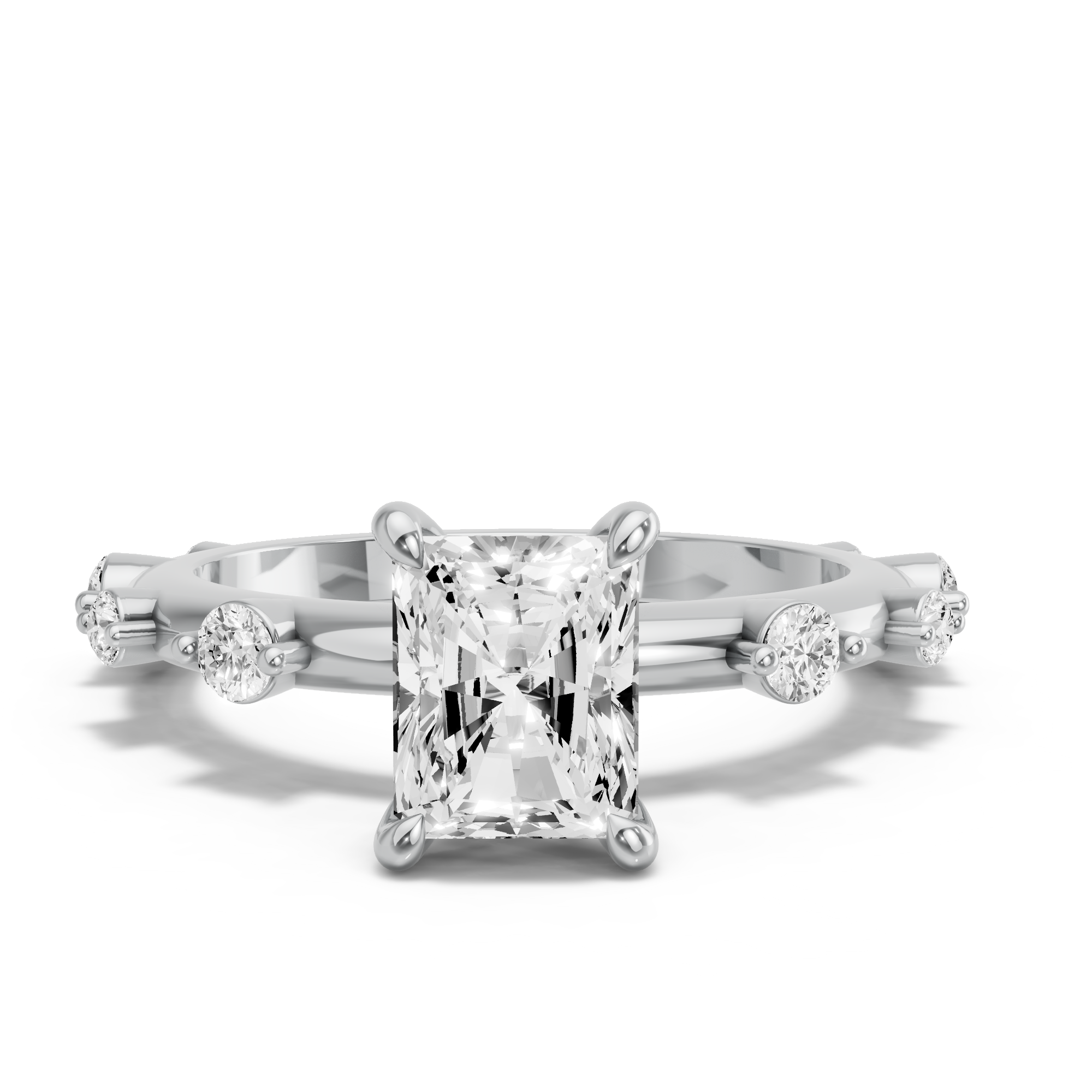 Image for Radiant Four Prong Ring with Floating Station band