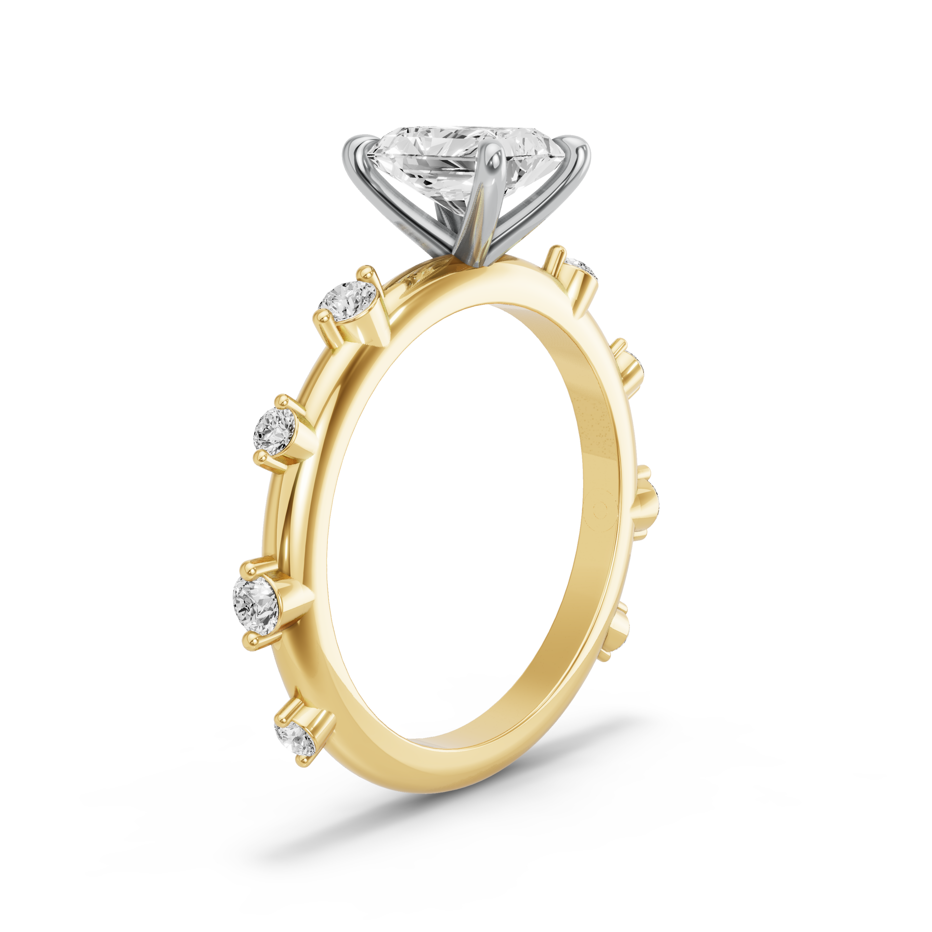 Image for Radiant Four Prong Ring with Floating Station band