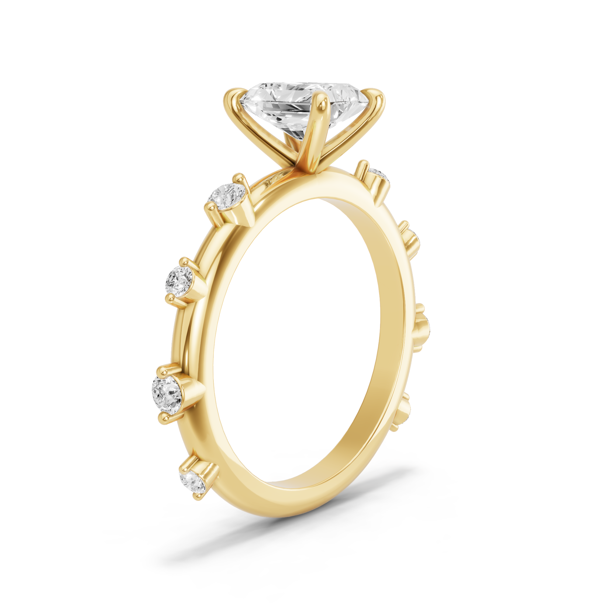 Image for Radiant Four Prong Ring with Floating Station band