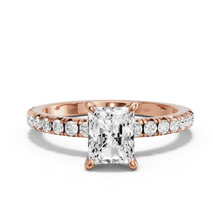 Image for Radiant Four Prong Ring with French Pave band
