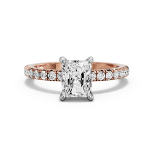 Image for Radiant Four Prong Ring with French Pave band