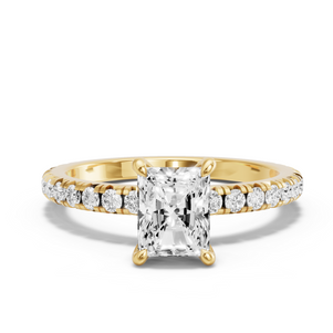 Image for Radiant Four Prong Ring with French Pave band