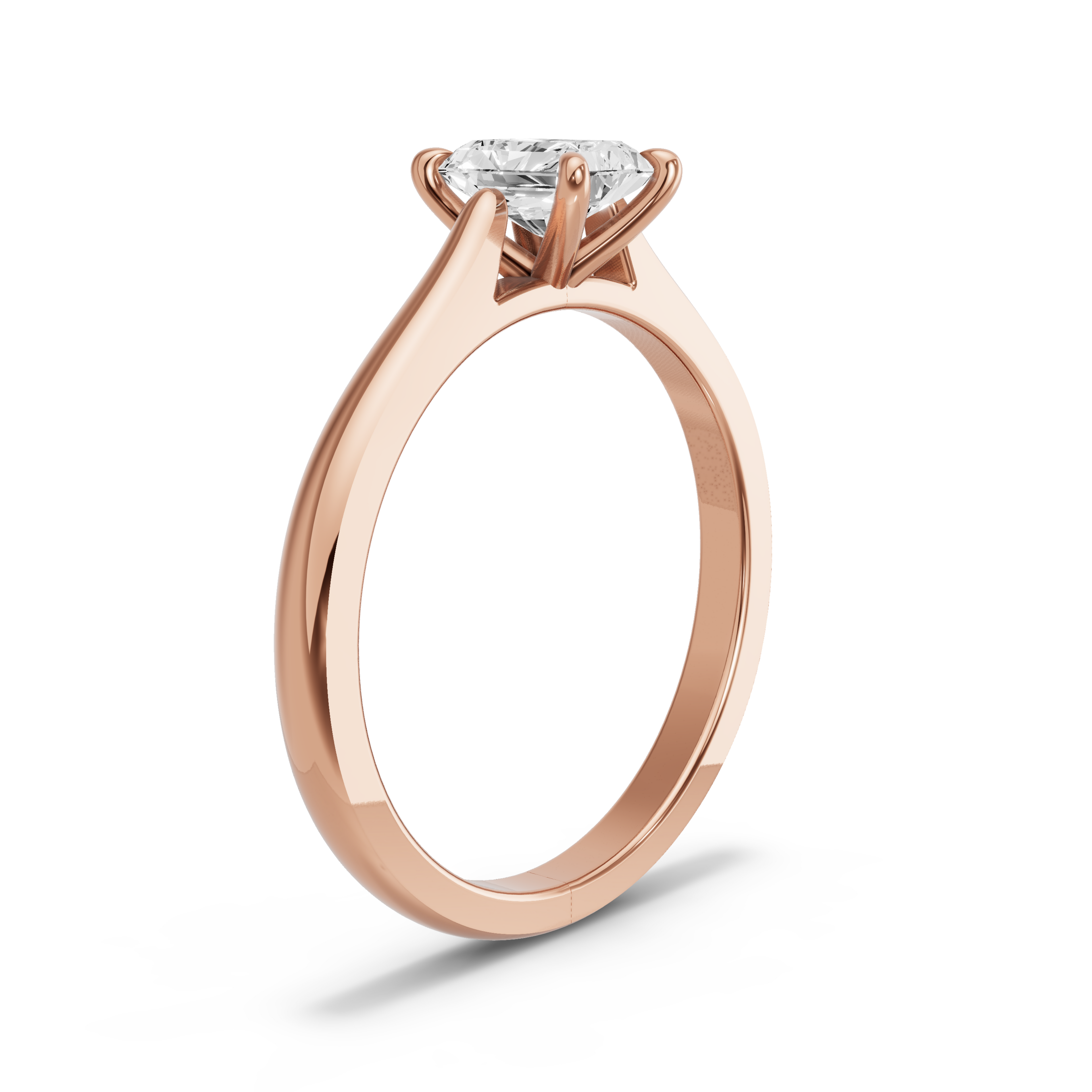 Image for Radiant Four Prong Ring with Knife Edge Cathedral band in 10K Rose Gold