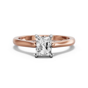 Image for Radiant Four Prong Ring with Knife Edge Cathedral band