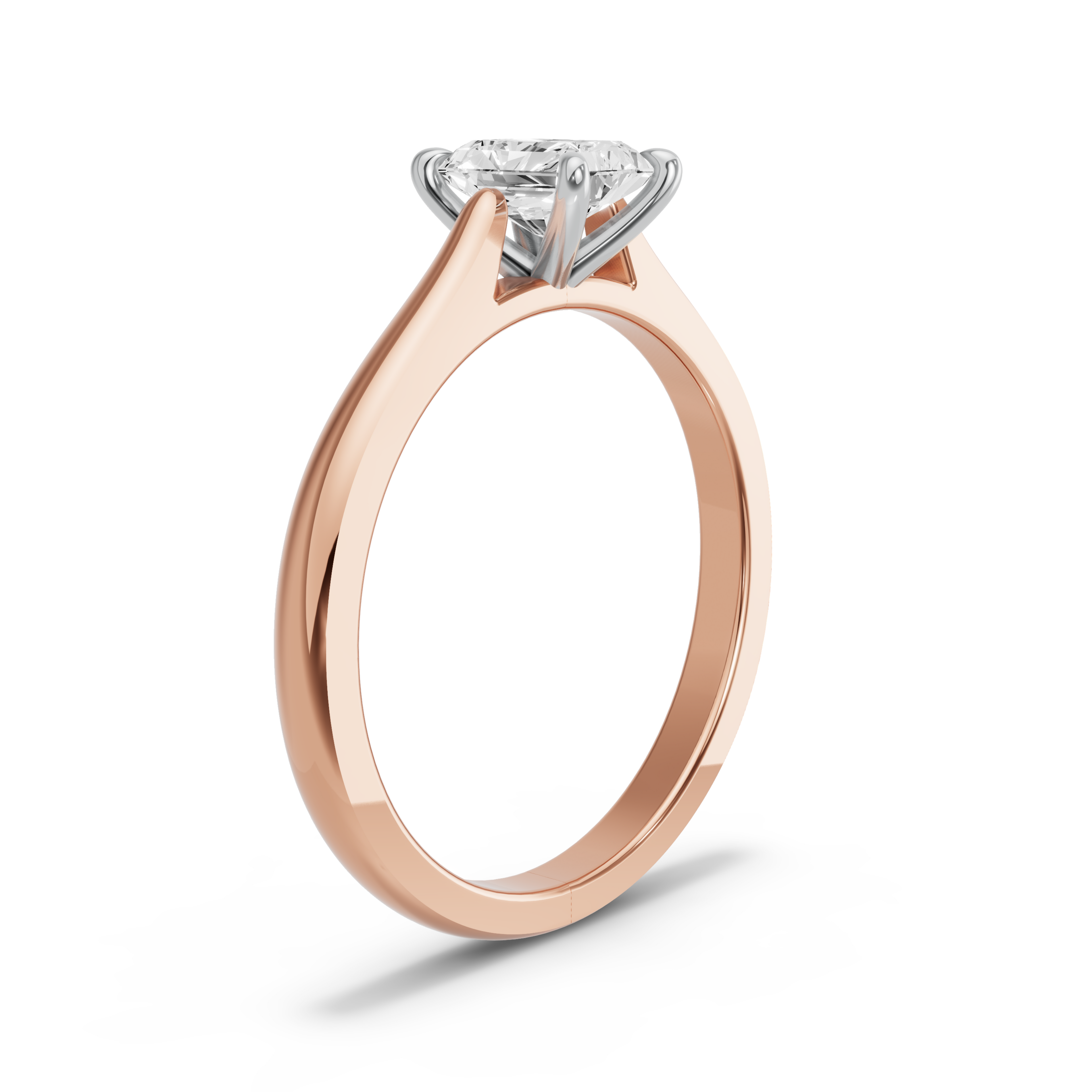 Image for Radiant Four Prong Ring with Knife Edge Cathedral band in 10K Two Tone Rose Gold