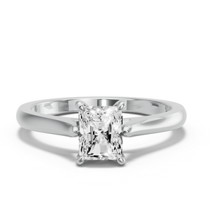 Image for Radiant Four Prong Ring with Knife Edge Cathedral band