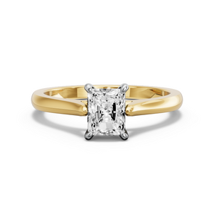 Image for Radiant Four Prong Ring with Knife Edge Cathedral band