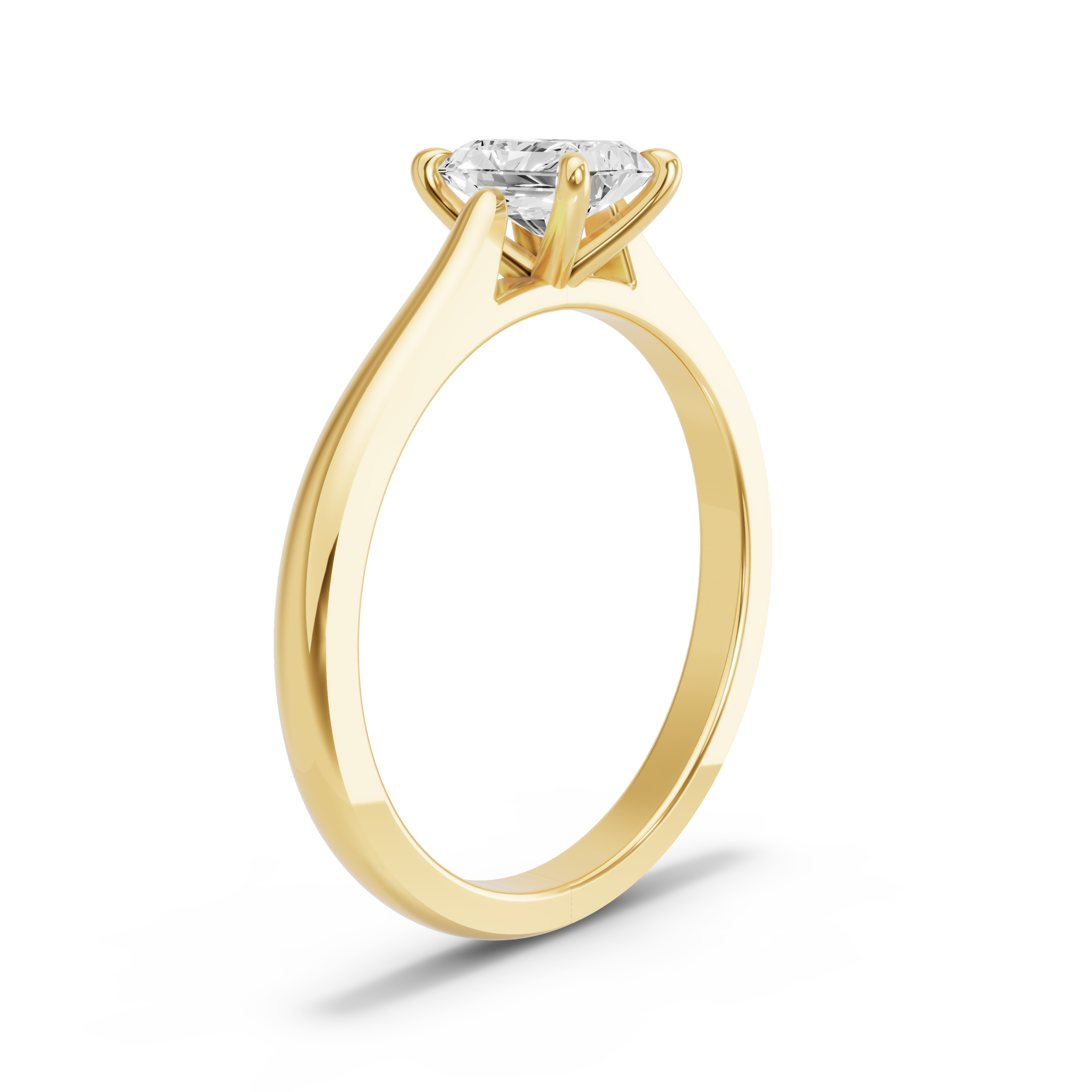 Image for Radiant Four Prong Ring with Knife Edge Cathedral band in 14K Yellow Gold