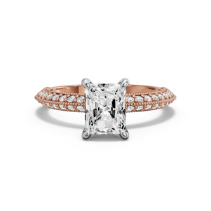 Image for Radiant Four Prong Ring with Knife Edge Pave band