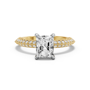 Image for Radiant Four Prong Ring with Knife Edge Pave band