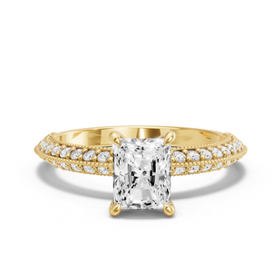 Image for Radiant Four Prong Ring with Knife Edge Pave band