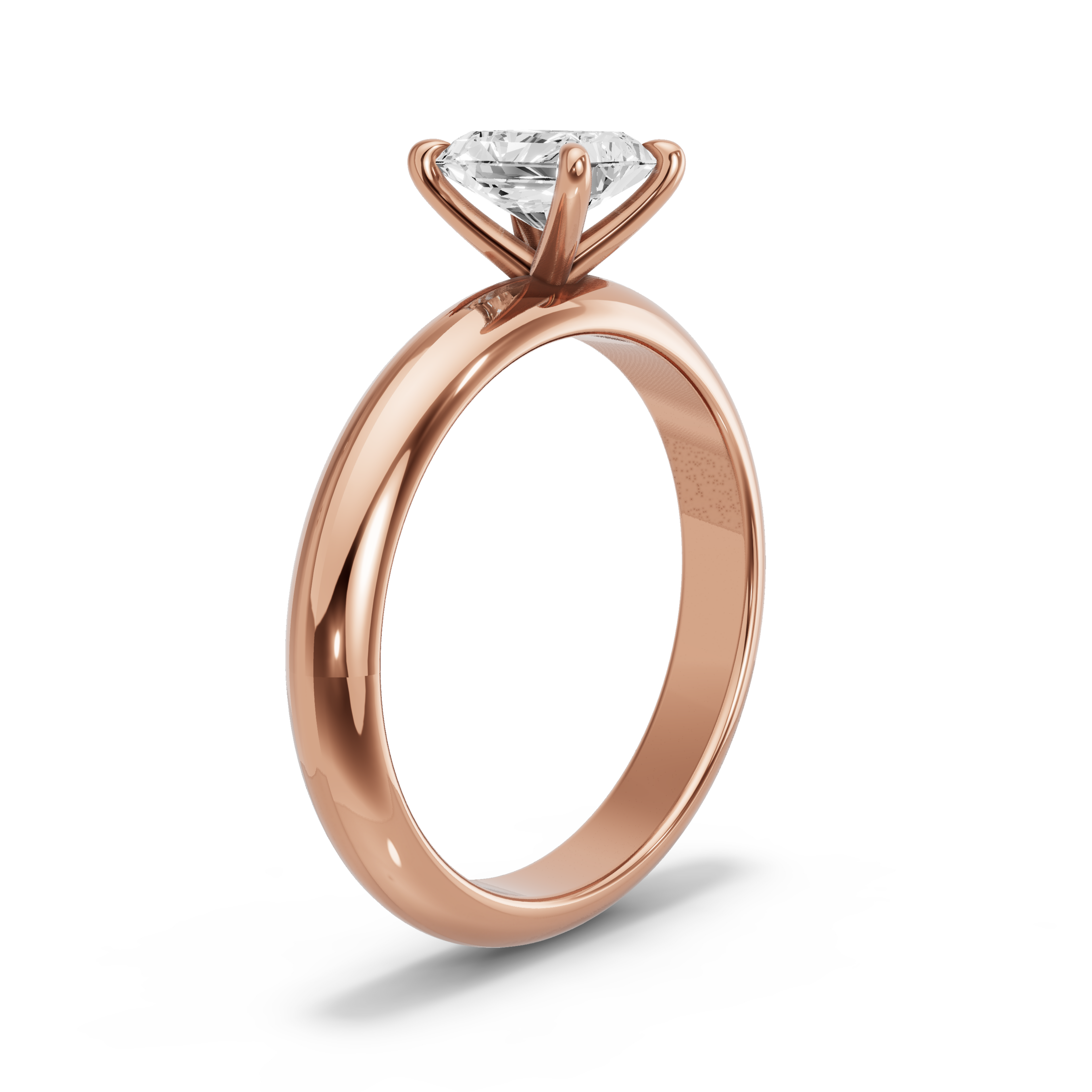 Image for Radiant Four Prong Ring with Knife Edge Solitaire band in 18K Rose Gold
