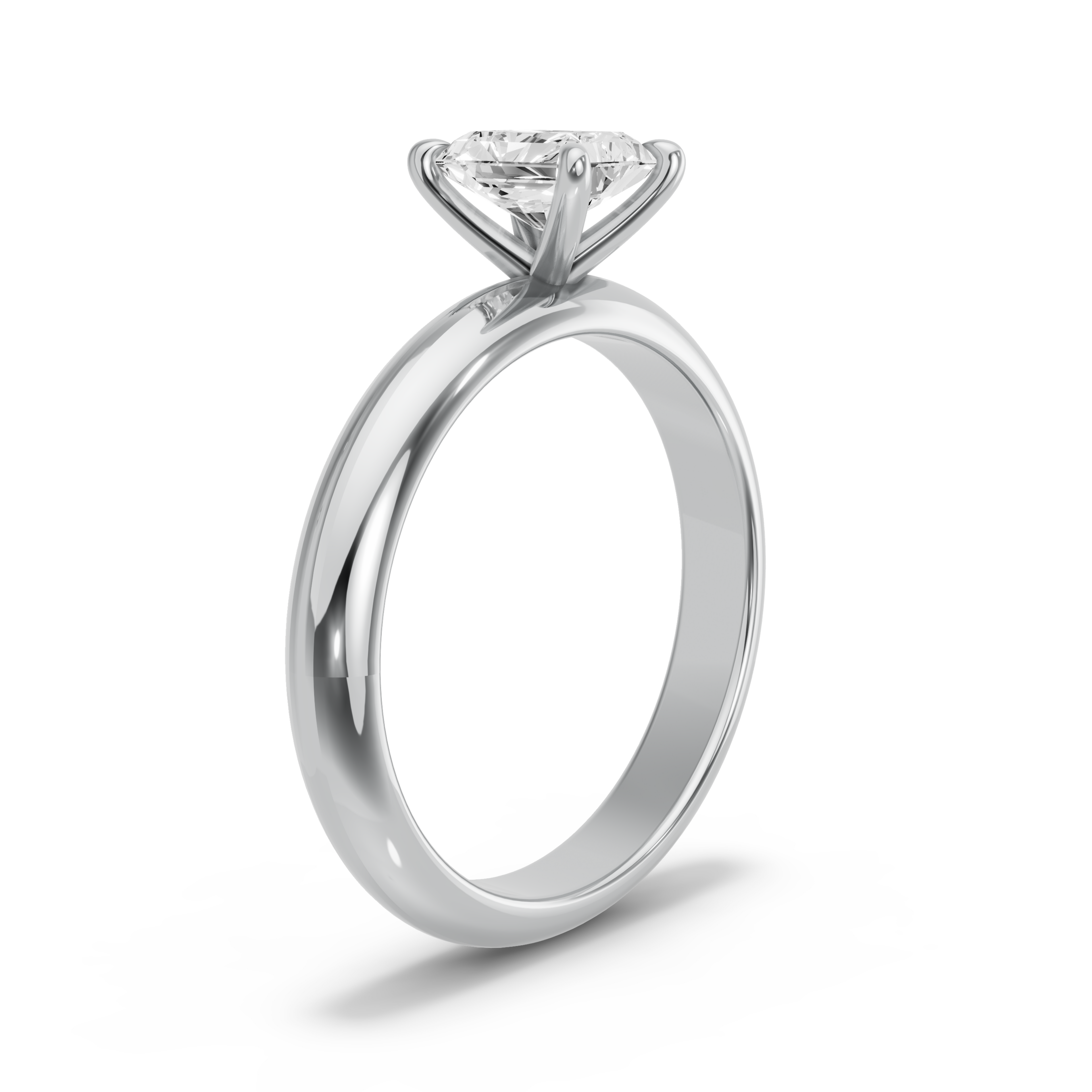 Image for Radiant Four Prong Ring with Knife Edge Solitaire band in 950 Platinum