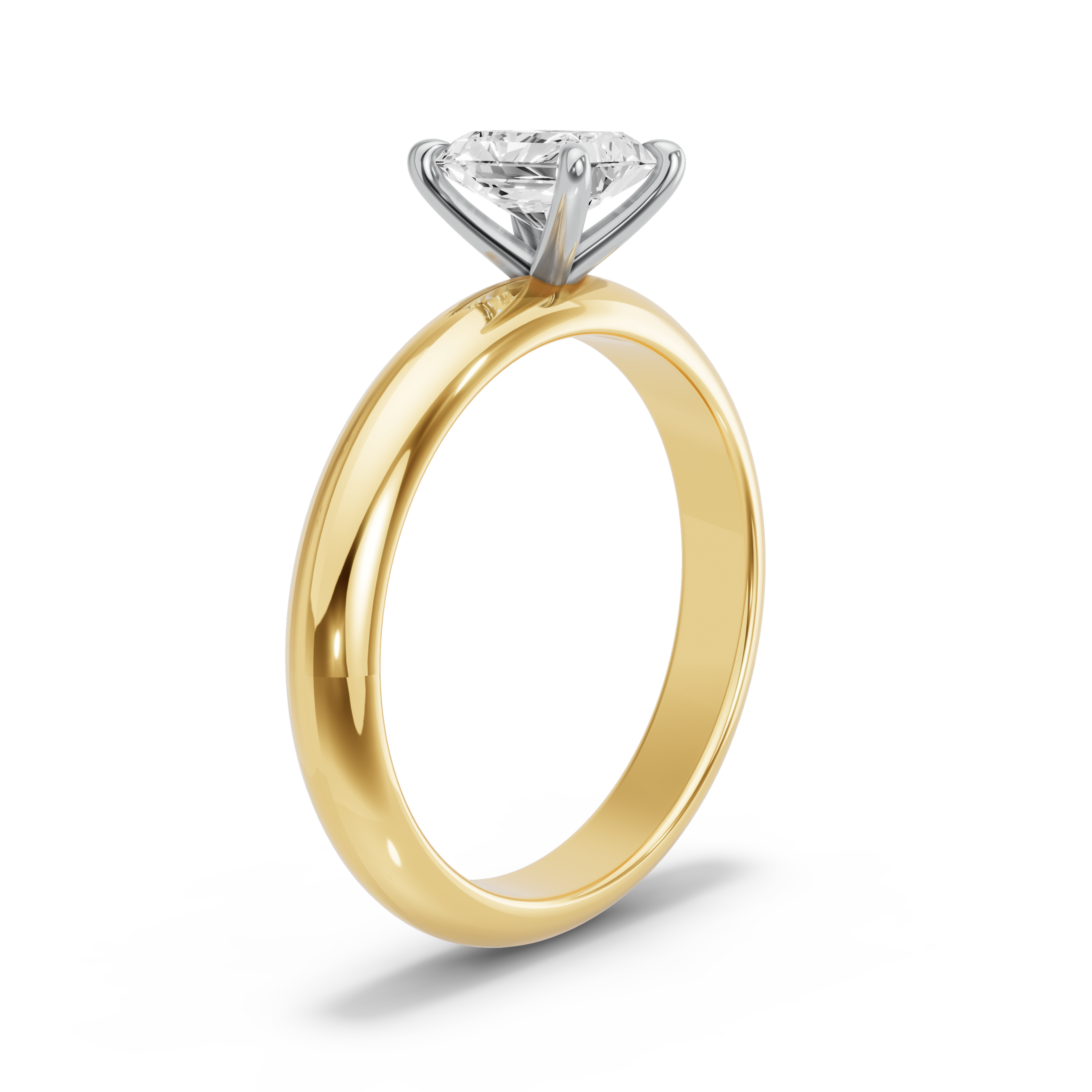 Image for Radiant Four Prong Ring with Knife Edge Solitaire band in 18K Two Tone Yellow Gold