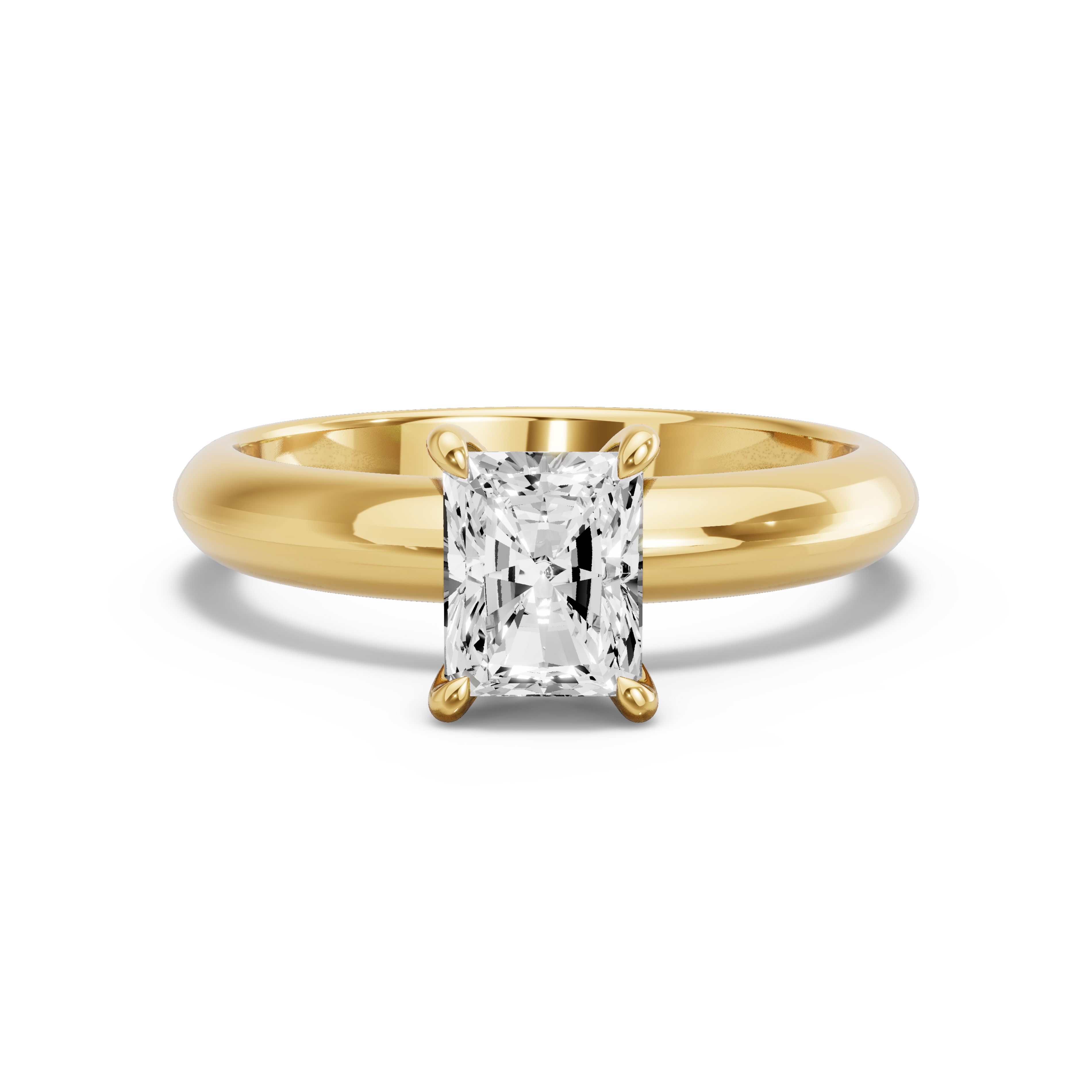 Image for Radiant Four Prong Ring with Knife Edge Solitaire band in 10K Yellow Gold
