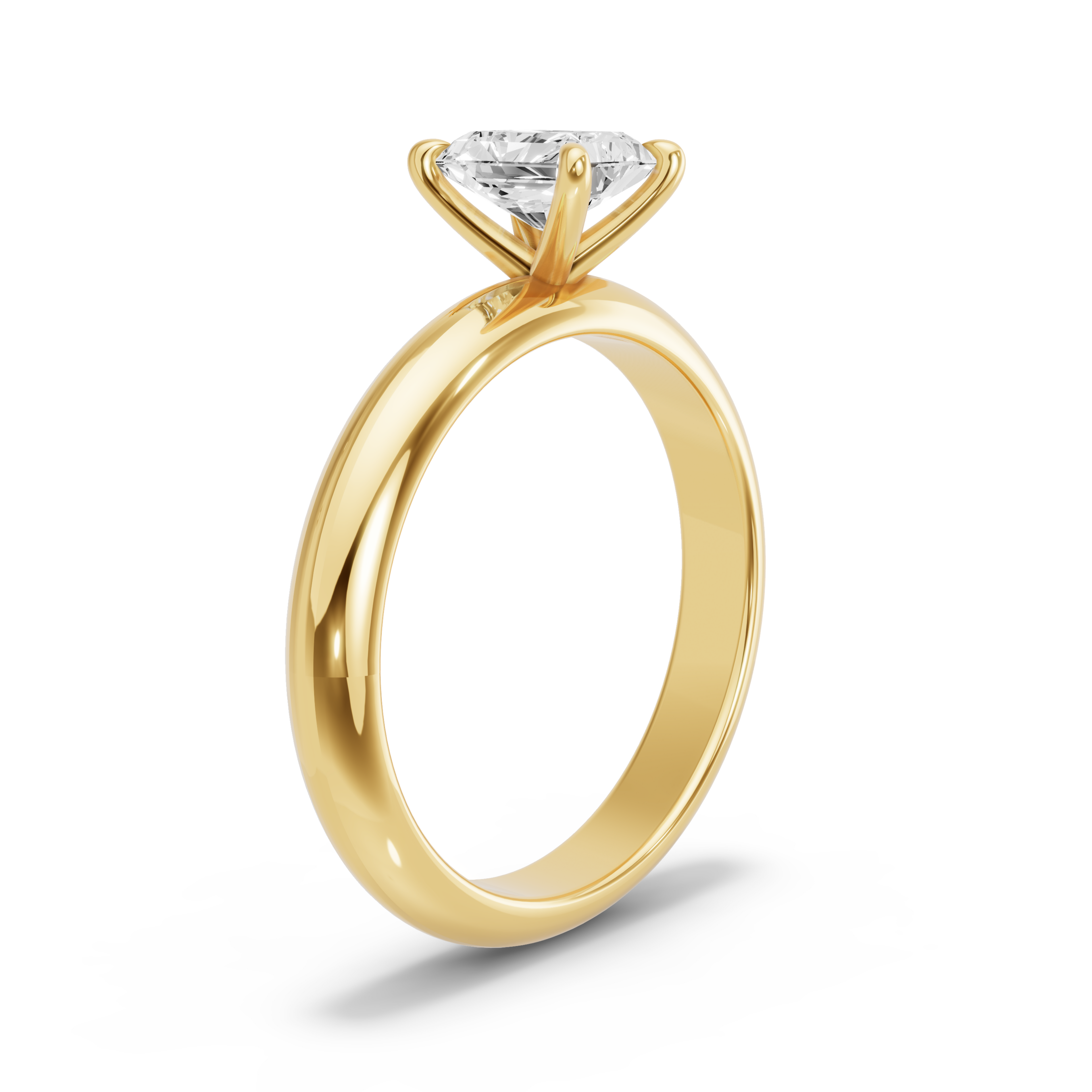 Image for Radiant Four Prong Ring with Knife Edge Solitaire band in 10K Yellow Gold