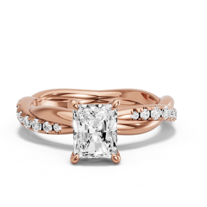 Image for Radiant Four Prong Ring with Rope Pave band